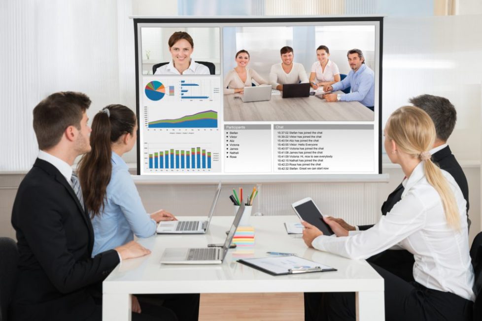 Businesspeople Attending Video Conference
